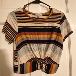 Striped T-shirt w/ Tie Front